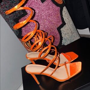 Nordstrom Vibrant Orange Strappy Heels